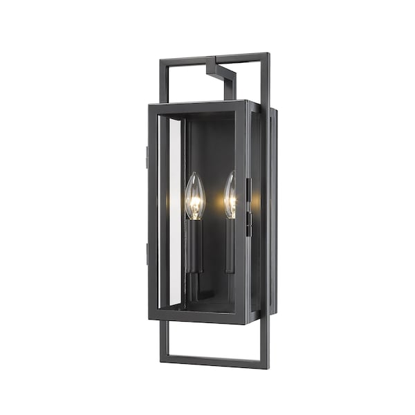 Z-Lite Lucian 2 Light Outdoor Wall Sconce, Black & Clear 598S-BK - main